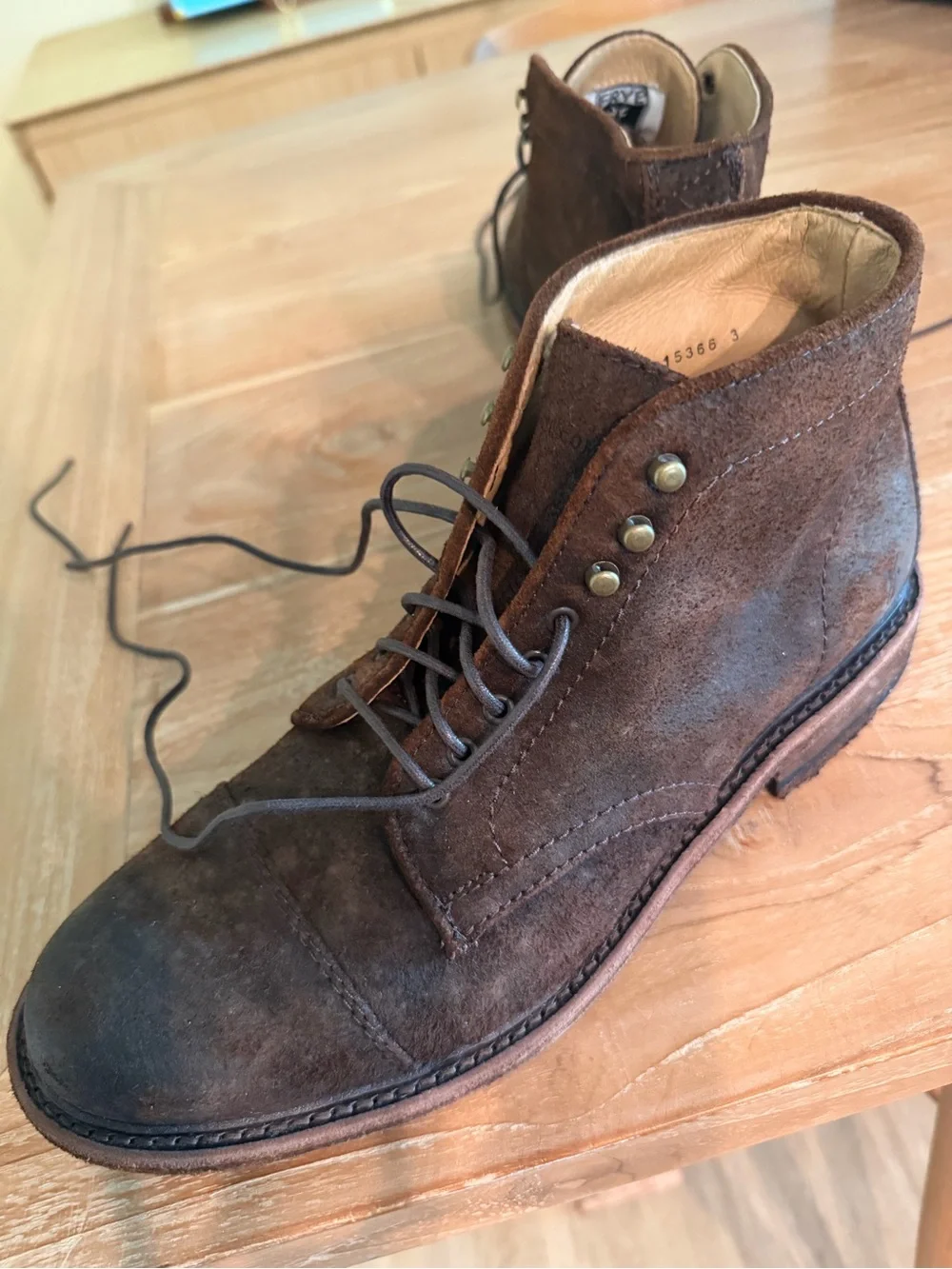 Frye Men's Brown Suede Lace-Up Boots